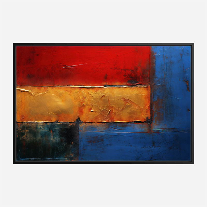 Red Blue & Gold Rothko 2 Style Abstract Art Print